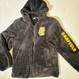 H & M Garfield Hoodie Plush Youth Large Black Full Zip US 20